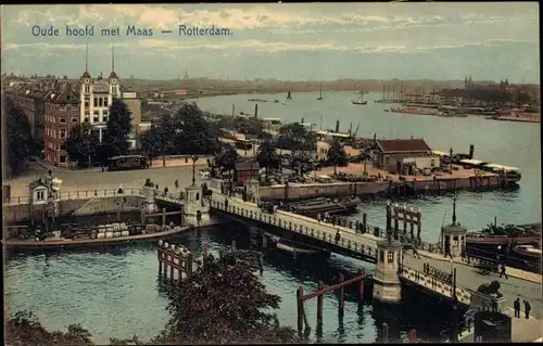 Ak Rotterdam Südholland Niederlande, Oude hoofd met Maas, Panorama