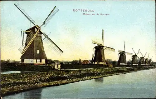 Ak Rotterdam Südholland Niederlande, Molens aan de Boezem