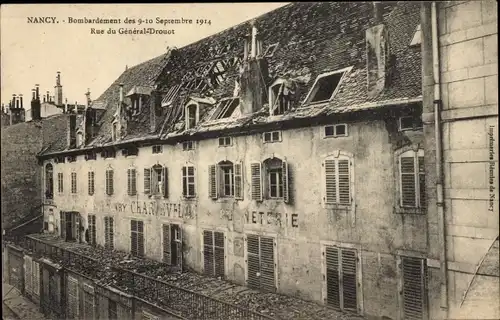 Ak Nancy Meurthe et Moselle, Bombardement des 9-10 Septembre 1914, Rue du Général Drouot