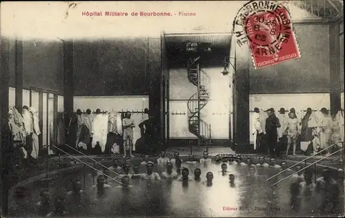 Ak Bourbonne les Bains Haute Marne, Hôpital Militaire, Piscine