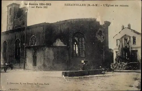 Ak Rehainviller Meurthe et Moselle, L'Êglise en ruines