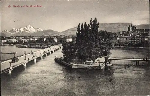 Ak Genève Genf Schweiz, Geneve et le Montblanc