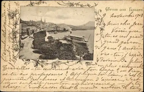 Ak Luzern Stadt Schweiz, Panorama, Schiff, Promenade