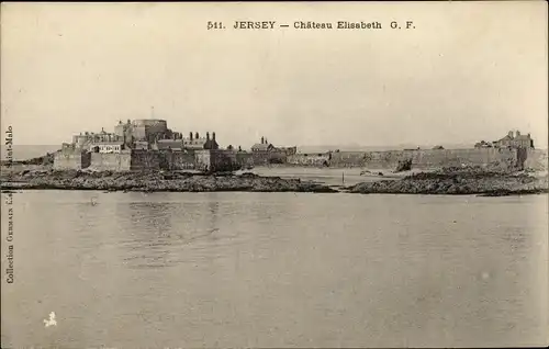 Ak Kanalinsel Jersey, Chateau Elisabeth, Blick vom Meer