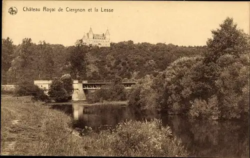 Ak Houyet Wallonien Namur, Chateau Royal de Ciergnon et la Lesse