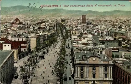 Ak Barcelona Katalonien Spanien, Vista panoramica desde el monumento de Colon