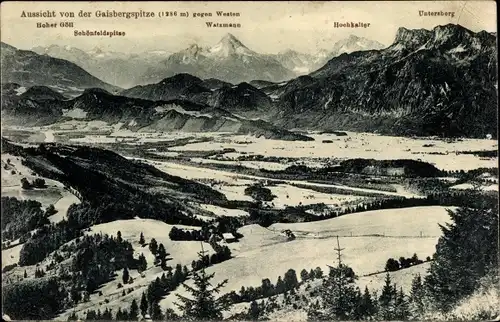 Ak Salzburg in Österreich, Gaisberg, Aussicht von der Gaisbergspitze gegen Westen