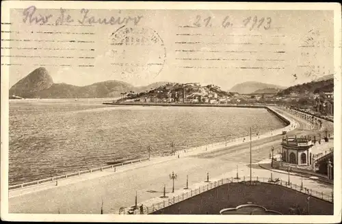 Ak Rio de Janeiro Brasilien, Caes da Lapa e Morro da Gloria