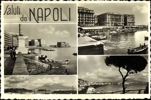 Ak Napoli Neapel Campania, Hafen, Verschiedene Teilansichten