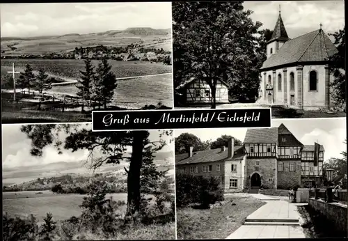 Ak Martinfeld Schimberg im Landkreis Eichsfeld, Kirche, Fernblick zum Ort, Tor