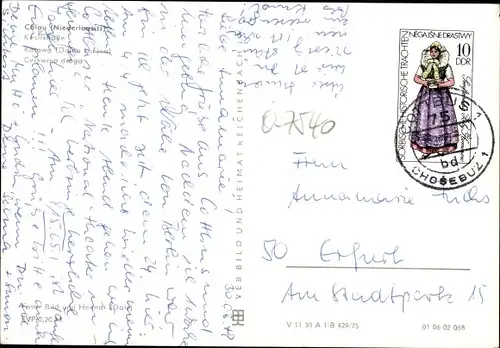 Ak Calau in der Niederlausitz, Straßenpartie an der Kirche