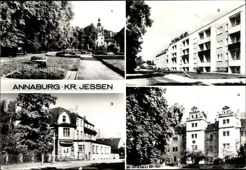 Ak Annaburg Sachsen Anhalt, Karl-Marx-Platz, Zulisdorfer Straße, Parkgaststätte, Schloß Innenhof