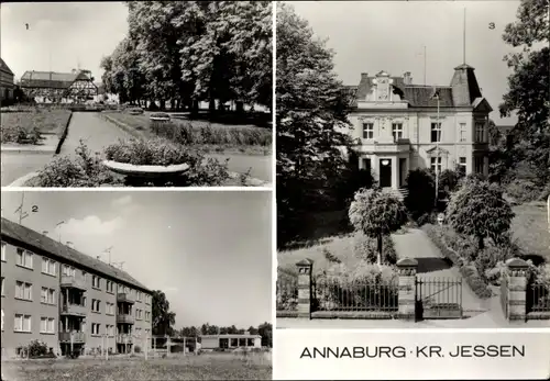 Ak Annaburg Sachsen Anhalt, Karl-Marx-Platz, Neubauten und Kaufhalle, Rathaus