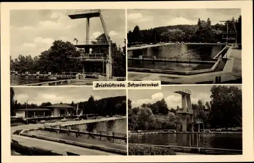 Ak Friedrichroda im Thüringer Wald, Schwimmbad, Sprungturm