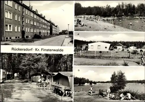 Ak Rückersdorf Niederlausitz, Neubauten, Zeltplatz, Bungalows, Rückersdorfer Teich