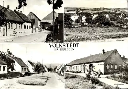 Ak Volkstedt Lutherstadt Eisleben, Teilansicht, Lindenstraße, Neue Siedlung, Kindergarten