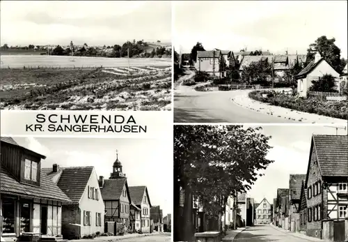 Ak Schwenda Südharz, Blick auf das Dorf, Panorama, Teilansichten,Straßenpartien