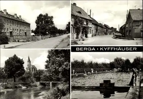 Ak Berga im Kyffhäuserkreis, Freibad, Stolberger Straße, Nordhäuser Straße, An der Tyra