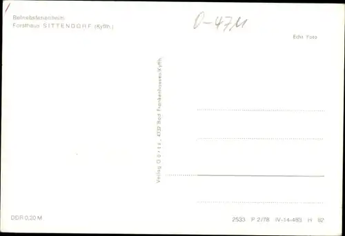 Ak Sittendorf Kelbra Mansfeld Südharz, Betriebsferienheim, Forsthaus Sittendorf, Speisesaal