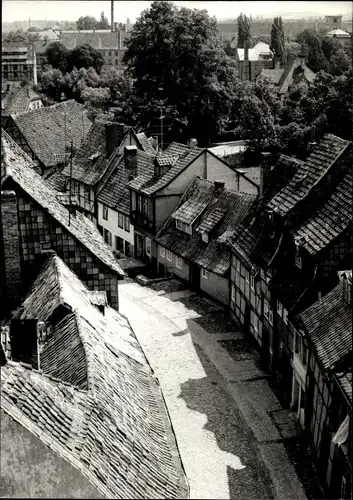 Ak Quedlinburg im Harz, Wassertorstraße, Draufsicht, Fachwerkhäuser