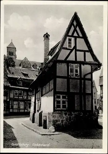 Ak Quedlinburg im Harz, Finkenherd, Fachwerkhaus, Außenansicht