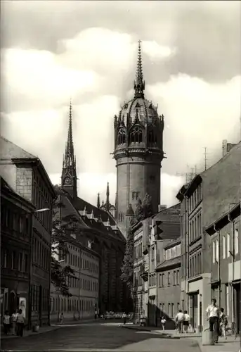 Ak Lutherstadt Wittenberg, Schloßstraße, Turm, Kirchturm