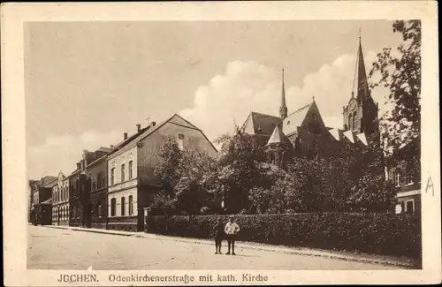 Ak Jüchen Nordrhein Westfalen, Odenkirchenerstraße mit kath. Kirche