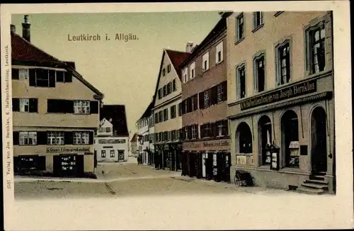 Ak Leutkirch im Allgäu Württemberg, Straßenpartie, Geschäfte