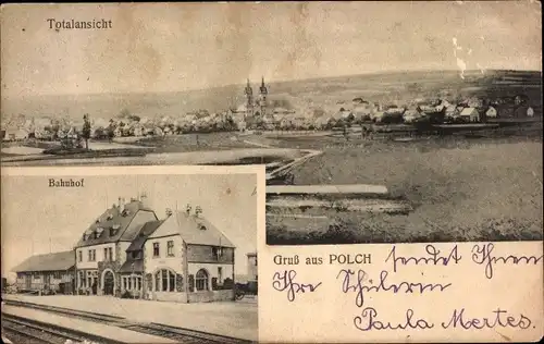 Ak Polch in Rheinland Pfalz, Totalansicht, Bahnhof