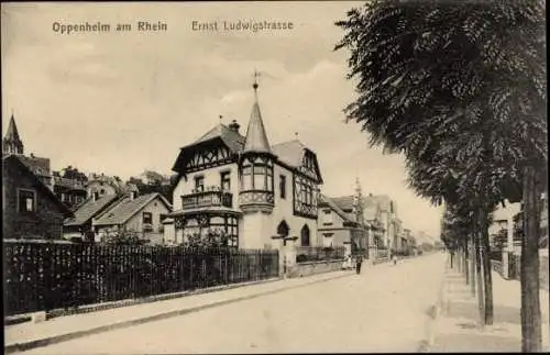 Ak Oppenheim am Oberrhein, Die Ernst Ludwigstraße, Häuser