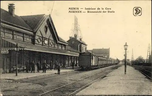 Ak Menen Lys Westflandern, L'Intérieur de la Gare, Bahnhof, Gleisseite