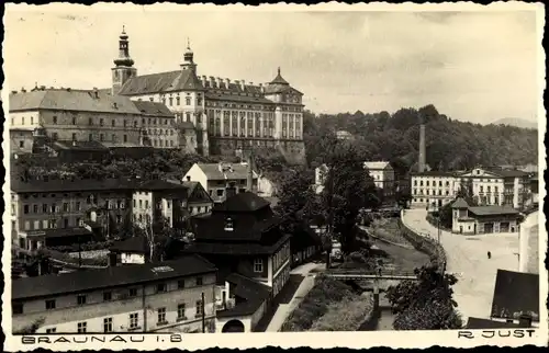 Ak Broumov Braunau Region Königgrätz, Ortspartie, Schloss, Brücke, Häuser