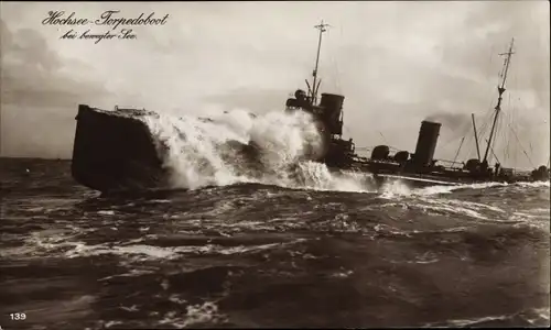 Ak Deutsches Kriegsschiff, Hochsee Torpedoboot bei bewegter See