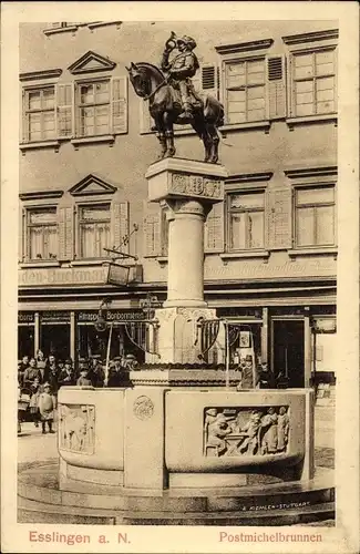 Ak Esslingen am Neckar, Postmichelbrunnen, Geschäft