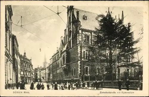 Ak Düren im Rheinland, Zehnthofstraße mit Gymnasium