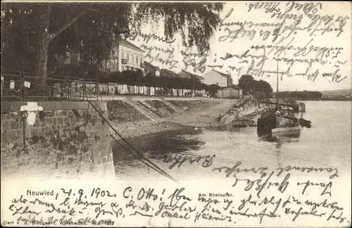 Ak Neuwied am Rhein, Am Rheinufer