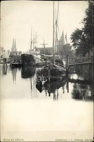 Ak Hansestadt Lübeck, Hafen, Boote