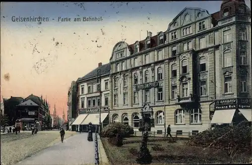 Ak Gelsenkirchen im Ruhrgebiet, Partie am Bahnhof, Hotel zur Post