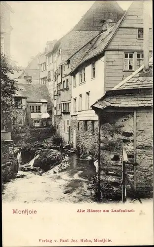 Ak Monschau Montjoie in der Eifel, Alte Häuser am Laufenbach