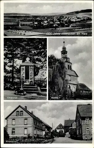 Ak Ildehausen Seesen am Harz, Ehrenmal, Kirche, Kirchbrink
