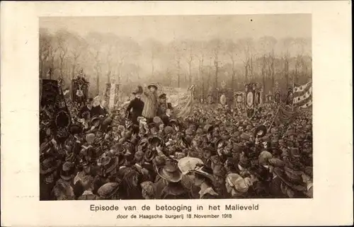 Ak Episode van de betooging in het Malieveld, door de Haagsche burgerij 18.Nov.1918, Versammlung