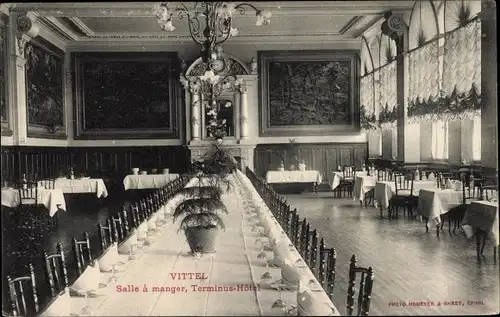 Ak Vittel Lothringen Vosges, Salle á manger, Terminus Hôtel