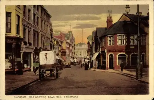 Ak Folkestone Kent South East England, Sandgate Road, Town Hall