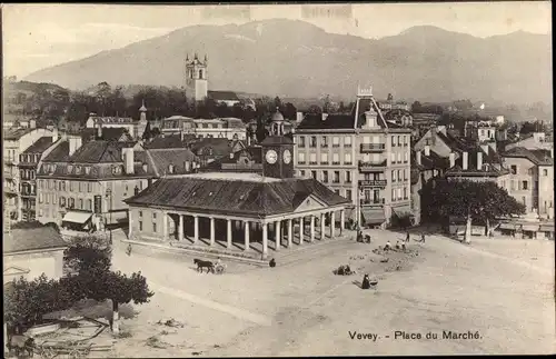 Ak Vevey Kanton Waadt, Place du Marché