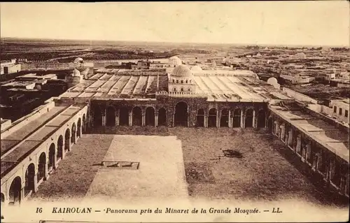 Ak Kairouan Tunesien, Panorama pris du Minaret de la Grande Mosquee