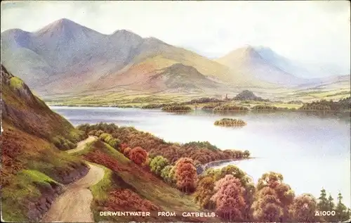 Künstler Ak  Cumbria England, Derwentwater from Catbells, See