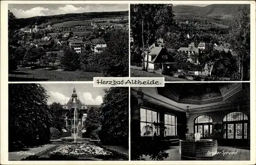 Ak Polanica Zdrój Bad Altheide Schlesien, Herzbad Altheide, Bildercollage, Kurhaus, Großer Sprudel