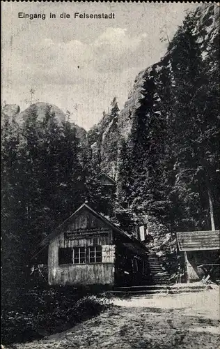 Ak Adršpach Adersbach Region Königgrätz, Adersbach-Weckelsdorfer Felsenstadt, Eingang