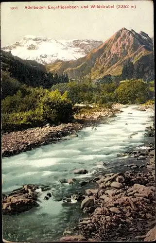 Ak Adelboden Kanton Bern Schweiz, Engstligenbach und Wildstrubel