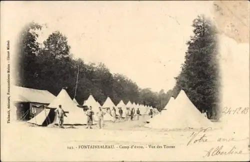 Ak Fontainebleau Seine et Marne, Camp d´Avon, Vue des Tentes, Zeltlager